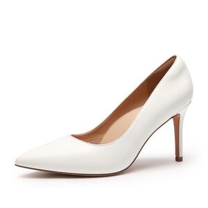 Dream Pairs White Pointed-Toe Stiletto Pump